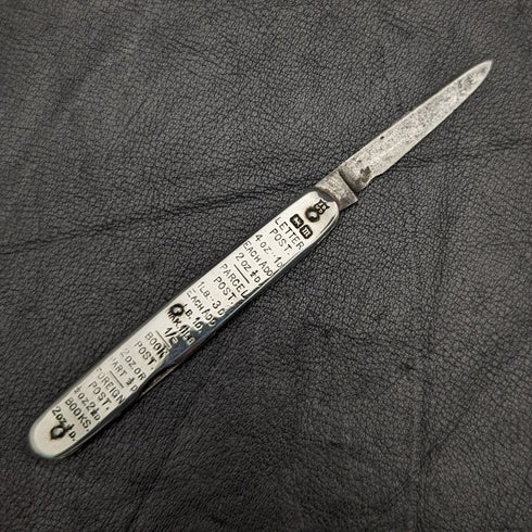 1904年 英国アンティーク 純銀ハンドル 折りたたみミニナイフ 物差し付き